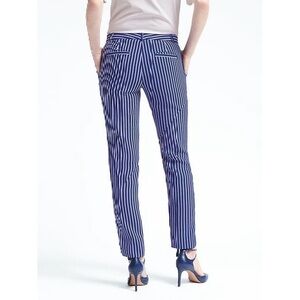 Banana Republic Ryan Pants Size 4 Blue White Stripe Careerwear Tailored Mid-rise
